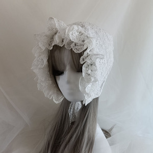 欧洲宫廷风帽子bb亲写真拍摄帽女花边蕾丝lolita睡帽英伦包头巾帽