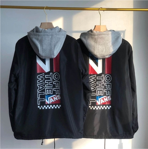 vans范斯假两件连帽外套男女万斯休闲宽松棉服学生工装教练夹克潮