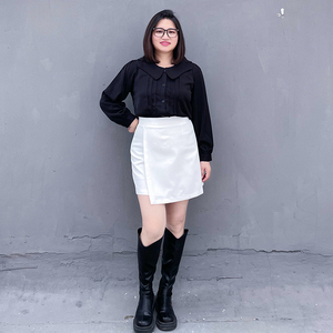 大码半身裙女200斤胖mm遮肚子a字裙遮肉显瘦高腰黑色职业2022年秋