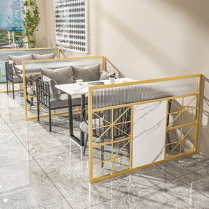 餐厅半墙卡座围栏矮隔断火锅店铁艺长虹玻璃饭店屏风挡板过道隔断