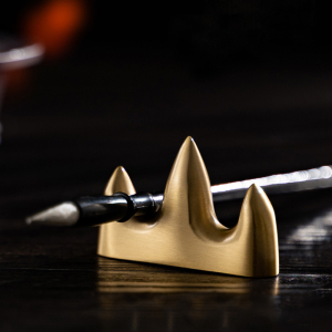 黄铜毛笔架笔搁山峰形笔山书法用具笔挂创意笔架摆件笔托毛笔台