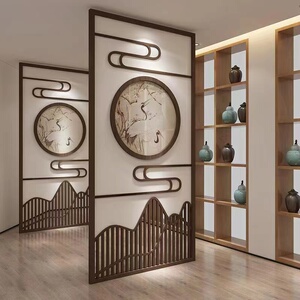 禅意木格栅隔断