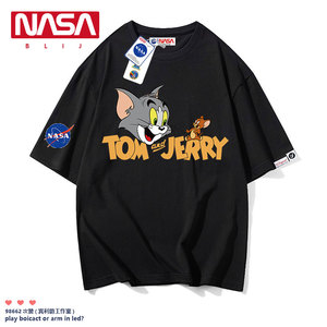 NASA联名猫和老鼠T恤男女款半袖夏款情侣装TomandJerry周边上衣服
