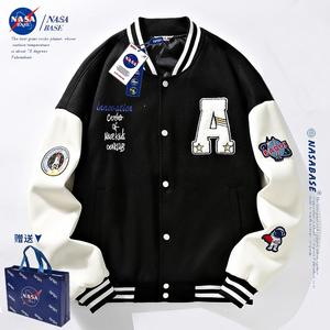 NASA联名美式棒球服男外套春秋新款ins潮牌棉衣情侣加厚夹克大码