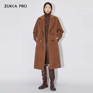 Zukkapro卓卡女装秋冬新品100%绵羊毛H版型单排扣设计中长款大衣
