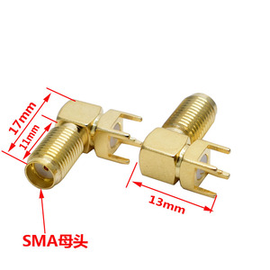 SMA-KWE弯脚天线插座SMA射频连接器 弯头四脚SMA母座90度外螺内孔