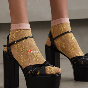 gucci古奇金属感花卉蕾丝刺绣袜子丝袜男女士时髦中长袜代购