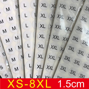 衣服尺码标签贴纸 服装码数贴 数字号码不干胶白底黑字XS-8XL现货