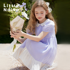 LittleNaive 儿童连衣裙紫色女童公主裙钢琴夏季新款舞台小礼服