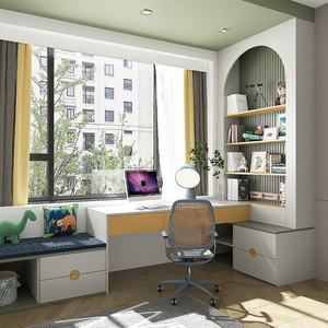 欧铂丽飘窗柜书桌一体定制步入式衣柜全屋定制儿童房次卧柜子定做