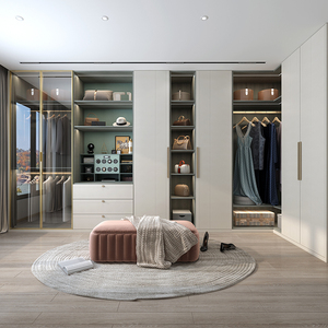欧铂丽步入式轻奢l型衣帽间定制满墙到顶衣柜整体卧室定制 雅云岚