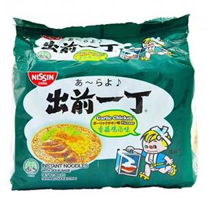 香港代购nissin出前一丁公仔面方便面泡面香蒜鸡汤味5包装
