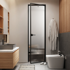 定制极窄微边框钛铝合金玻璃卫生间厕所平开门超白长虹玻璃隐形门