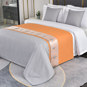 床盖垫五星酒店床上用品高档奢华宾馆床搭垫条布草家用床旗床尾巾