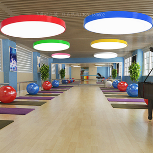 led简约圆形灯瑜伽教室吊灯儿童乐园吊顶灯舞蹈房美术馆格栅顶灯