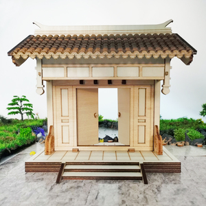 垂花门拼装木质中国古代建筑模型中式四合院大门微缩花园创意手工