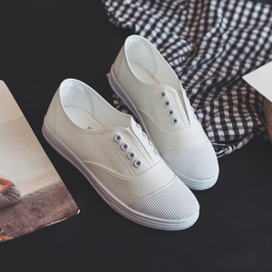 无鞋带帆布鞋不初中女生鞋子韩版潮流学生百搭没有鞋带的鞋子脚蹬