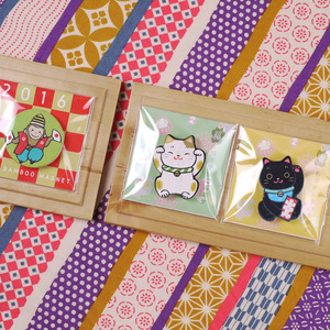 日本竹手工艺品 手绘竹艺竹质立体冰箱贴磁贴磁性贴片 猫咪/申猴