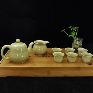 非遗手艺人陈新华制作婺州窑茶具套装《珠光釉8件套》功夫茶具