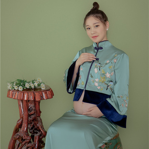 孕妇照片写真服装复古旗袍孕妇摄影服装中国风古装影楼孕妇照服装