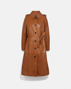 coach/蔻驰 2021新款 女装 皮衣 条纹皮革风衣 c0402