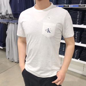 ckcalvinklein代购男士新款夏季短袖凉快黑白色情侣时尚纯棉t恤