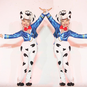 小狗演出服儿童小花狗卡通动物连体造型套装幼儿园舞蹈表演服装