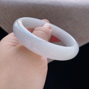 缅甸天然a子57圈淡紫冰糯种平安镯镯冰种a货手镯玉镯女紫罗兰翡翠