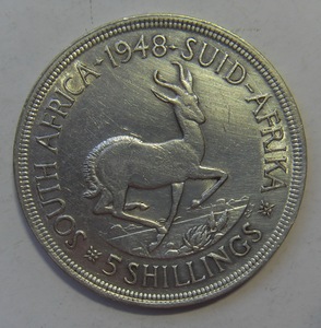 南非 1948年 乔治六世 5先令 28.28克高银版银币