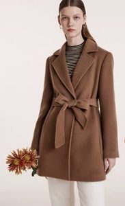 歌莉娅羊毛大衣女装2023冬季新款小个子翻领中长款外套1B9C6N880