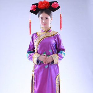 古装格格女清朝满族贵妃娘娘公主宫廷绣花旗袍加大码