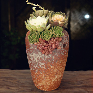 多肉创意切缺口花盆粗陶瓷超特大中小号肉肉侧孔包邮特价老桩法师