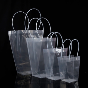梯形透明鲜花手提袋防水OPP塑料方形手拎装花袋礼品花束包装袋子