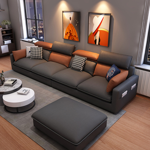 猫抓皮布艺沙发简约现代科技布小户型直排棉麻2024新款沙发客厅