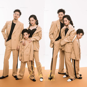新款影楼亲子装 儿童摄影服装 一家三口全家福艺术拍照写真衣服