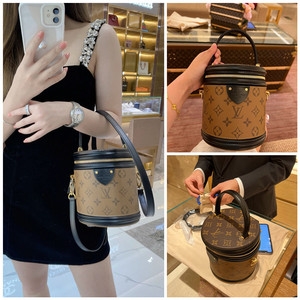 lv/路易威登女包cannes老花发财桶圆桶包单肩手提包斜挎包m43986