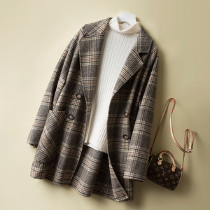 呢子衣服女中长款修身