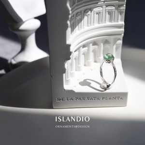 ISLANDIO自制设计款天然冰透葡萄石戒指宝石纯银可调节指环女礼物