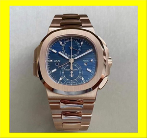 百达翡丽pp5990/1r鹦鹉螺系列玫瑰金蓝盘自动机械男士腕表