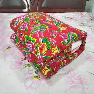 东北大花布凤凰被面老式包边被加厚被褥面结婚用手工棉花喜被传统