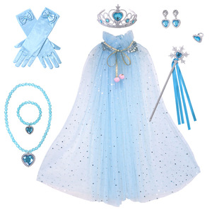 Elsa女王女童冰雪奇缘爱莎公主裙斗篷项链皇冠套装艾莎亮片大披风