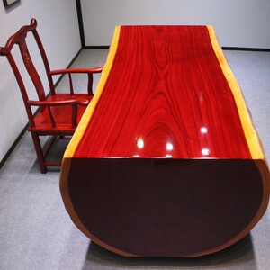 非洲红花梨大板实木原木整块老板办公会议餐桌茶桌茶台茶几自然边