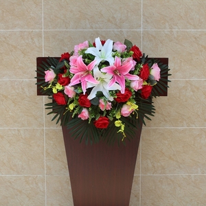 大型长款会议桌花假花商务演讲台仿真花绢花办公室装饰塑料摆放花