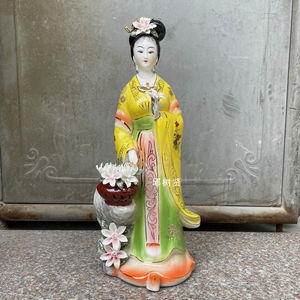 仙女散花七仙女神像佛像工艺摆件供奉摆件桃花百花仙子陶瓷