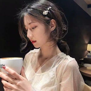 韩国珍珠发夹侧边刘海高端气质小巧精致仙女网红2024年新款头饰品