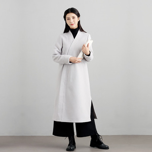 秋冬茶服女文艺复古中国风斜襟盘扣禅修服中长款羊绒大衣女居士服