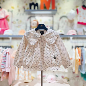 现打折moimoln小云朵韩国童装代购2022秋1女童点点大翻领外套g20p