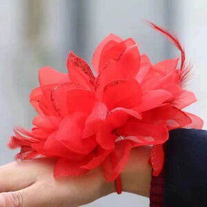 我饰巴黎淘宝网红同款发饰冯十毛儿大红花花朵发夹拍照写真头饰头戴