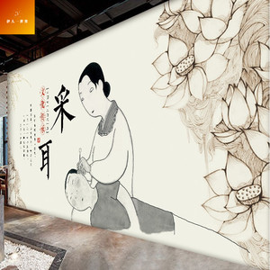 中医采耳店墙纸壁画掏耳朵会所养生馆背景墙壁纸传统文化无缝墙布