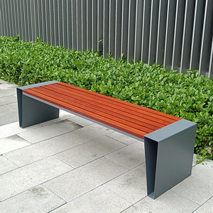 不锈钢户外公园椅长椅景观园林休闲座椅小区室外铁艺实木长条坐凳